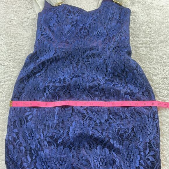 Vintage 80s 90s unbranded chiffon bow lace cocktail party sheath maxi dress M - Picture 6 of 9